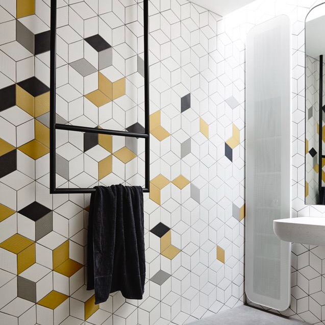 TILE INSPIRATION | WHITE BLACK MUSTARD YELLOW